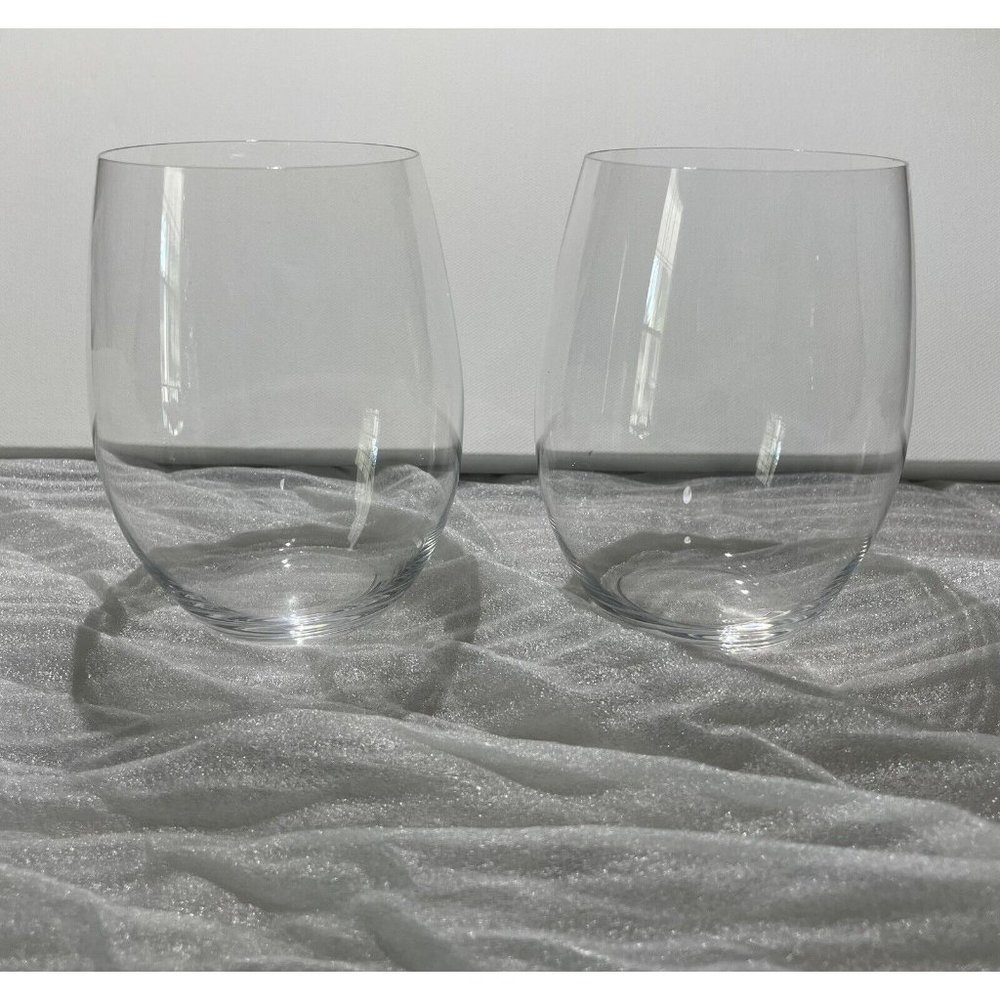 2 RIEDEL CRYSTAL O Stemless Flat Cabernet 20 oz. Wine Glasses
